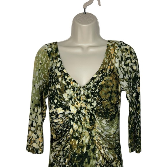 Boston Proper Sheath Dress Womens Size 10 Green Animal Print V Neck Pullover‎ - Picture 2 of 10